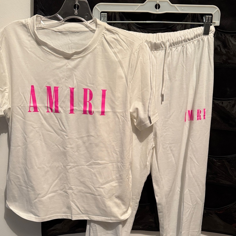 AMIRI White and Pink Lounge Set